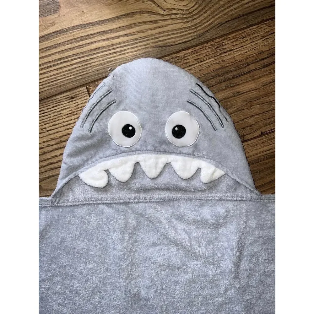Hooded Light Blue Bath Towel Cute Shark with Fin & Tail - Kids Baby